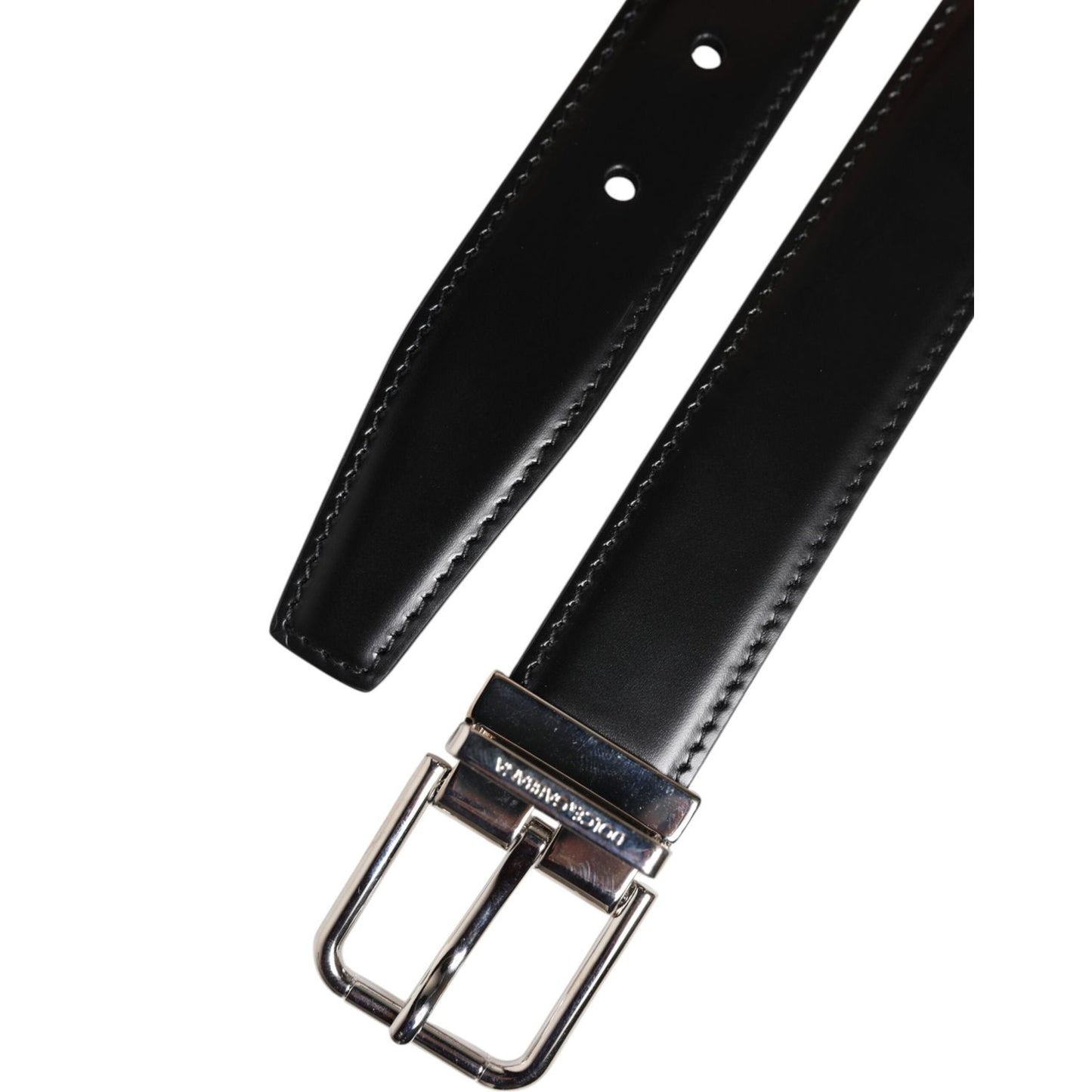 Dolce & Gabbana Black Classic Leather Metal Buckle Belt