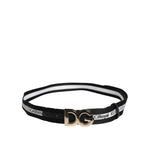Dolce & Gabbana Black Cotton Metal DG Logo Gold Buckle Belt BEL9459-100