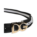 Dolce & Gabbana Black Cotton Metal DG Logo Gold Buckle Belt BEL9459-100