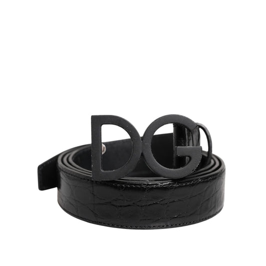 Dolce & Gabbana Black Leather Classic Metal DG Buckle Belt BEL9468-110