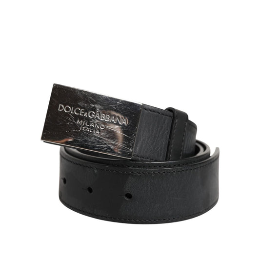 Dolce & Gabbana Black Leather Classic Metal Logo Buckle Belt BEL9490-85