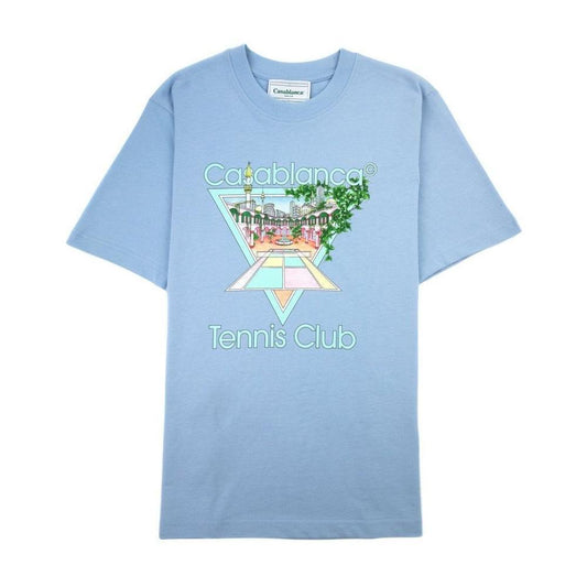 Casablanca Blue Cotton T-Shirt CA-14847-L