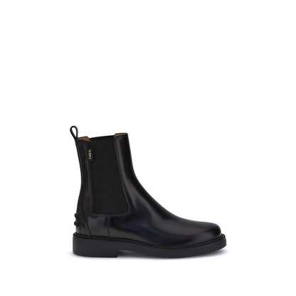 Tod's Black Calf Leather Bos Taurus Chelsea Boots