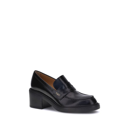 Tod's Black Calf Leather Bos Taurus Platform Loafers