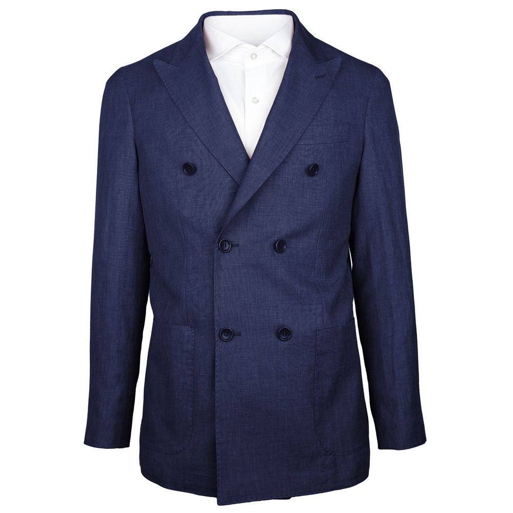 Made in Italy Blue Linen Blazer LO-15027-IT52 | XL