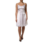 Dolce & Gabbana White Lace Gold DG Logo Silk Dress Sleepwear DR81797-38