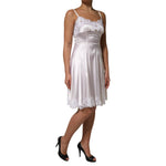 Dolce & Gabbana White Lace Gold DG Logo Silk Dress Sleepwear DR81797-38