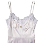 Dolce & Gabbana White Lace Gold DG Logo Silk Dress Sleepwear DR81797-38