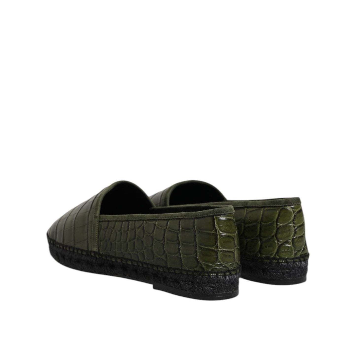 Dolce & Gabbana Green Exotic Leather Espadrilles Slip On Shoes