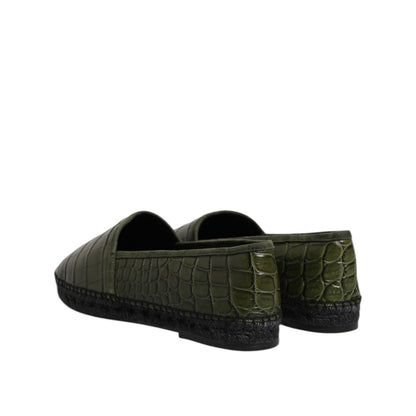 Dolce & Gabbana Green Exotic Leather Espadrilles Slip On Shoes