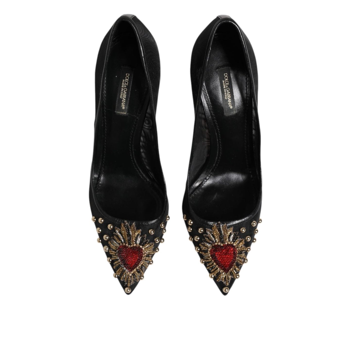 Dolce & Gabbana Black Sacred Heart Stiletto Heels Pumps Shoes