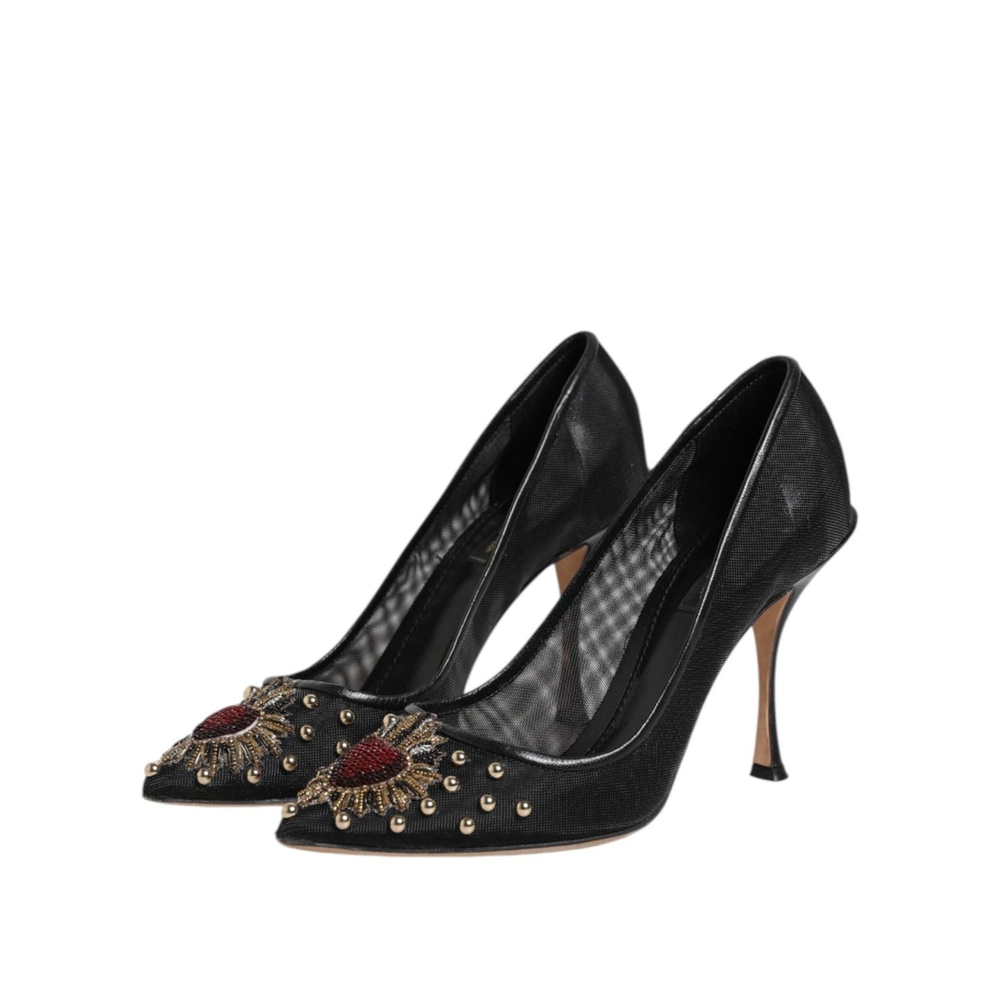 Dolce & Gabbana Black Sacred Heart Stiletto Heels Pumps Shoes
