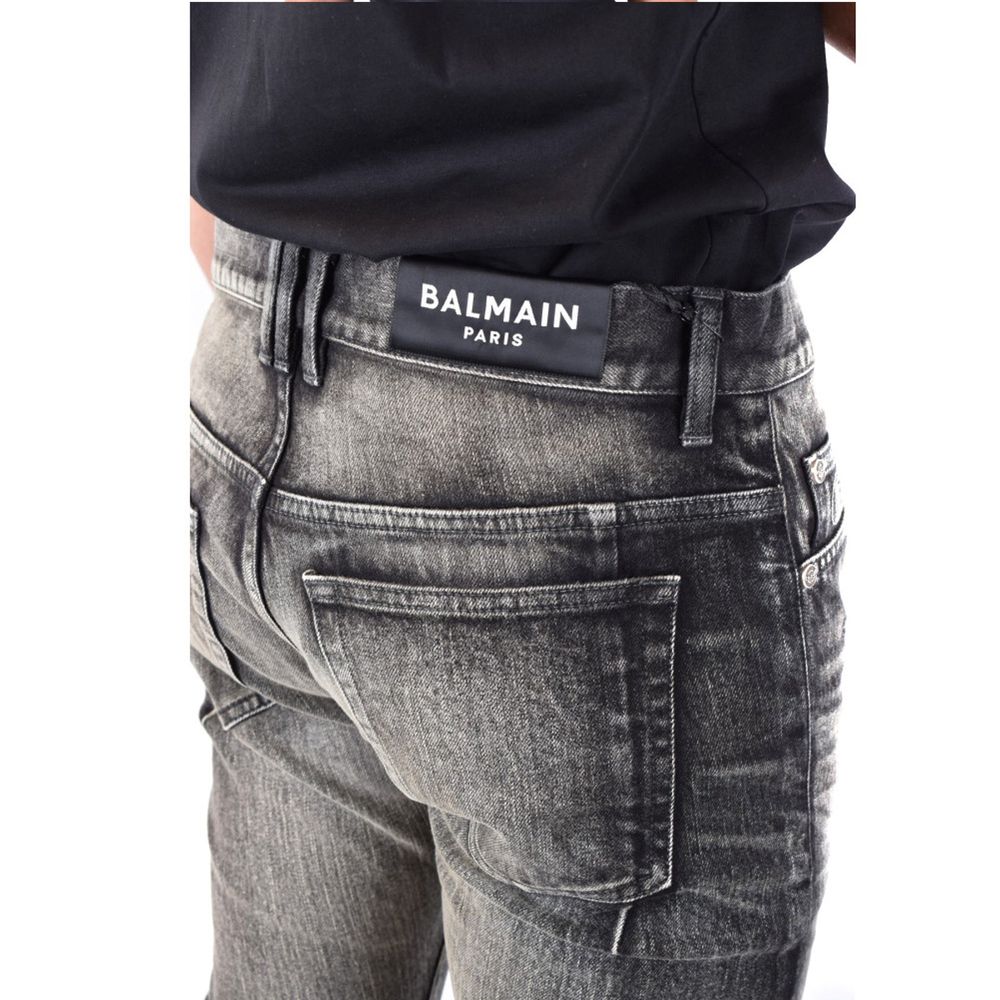 Balmain Black Cotton Skinny Jeans