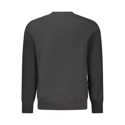 Back view of Calvin Klein Black Cotton Men Sweater with crew neck and long sleeves.
