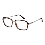 Guess Brown Men Glasses Frame in stainless steel with full-rim, rectangle style and demo lenses, includes branded case.