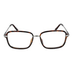Guess Brown Men Glasses Frame, full-rim rectangular design, brown stainless steel frames, demo lenses, includes branded case.