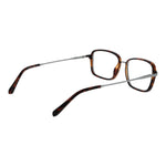 Alt Tag: Guess Brown Men Glasses Frame in stainless steel full-rim with rectangle style, demo lenses, and spring hinge.