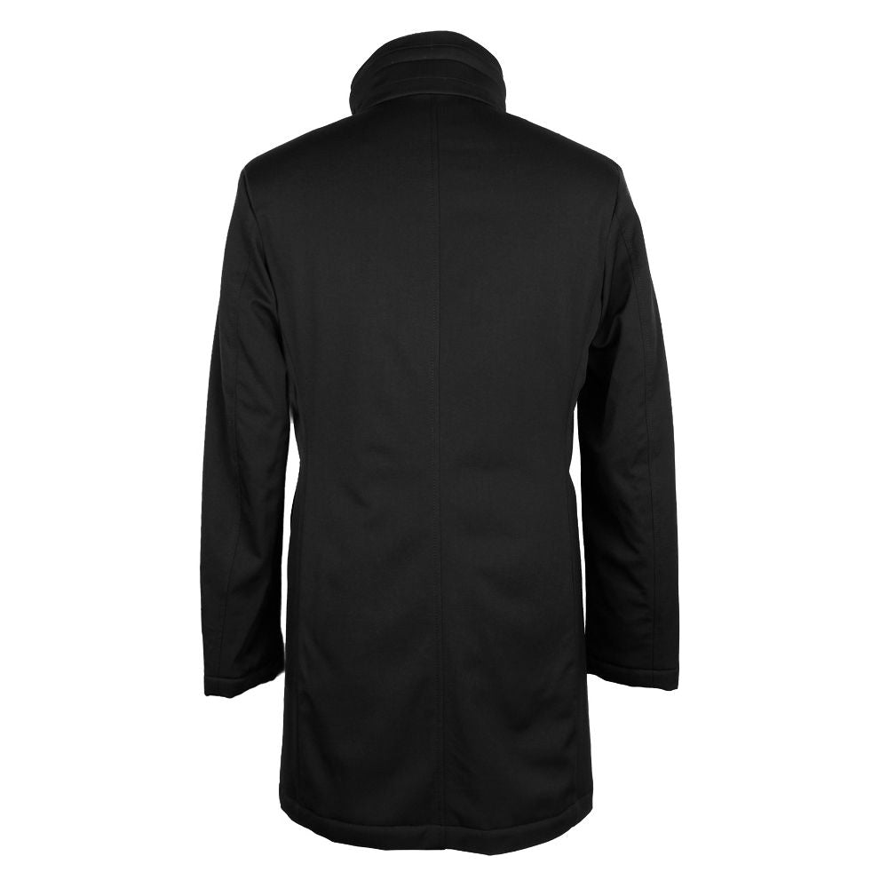 Back view of Made in Italy Black Wool Men Jacket with Italian craftsmanship and sophisticated design.