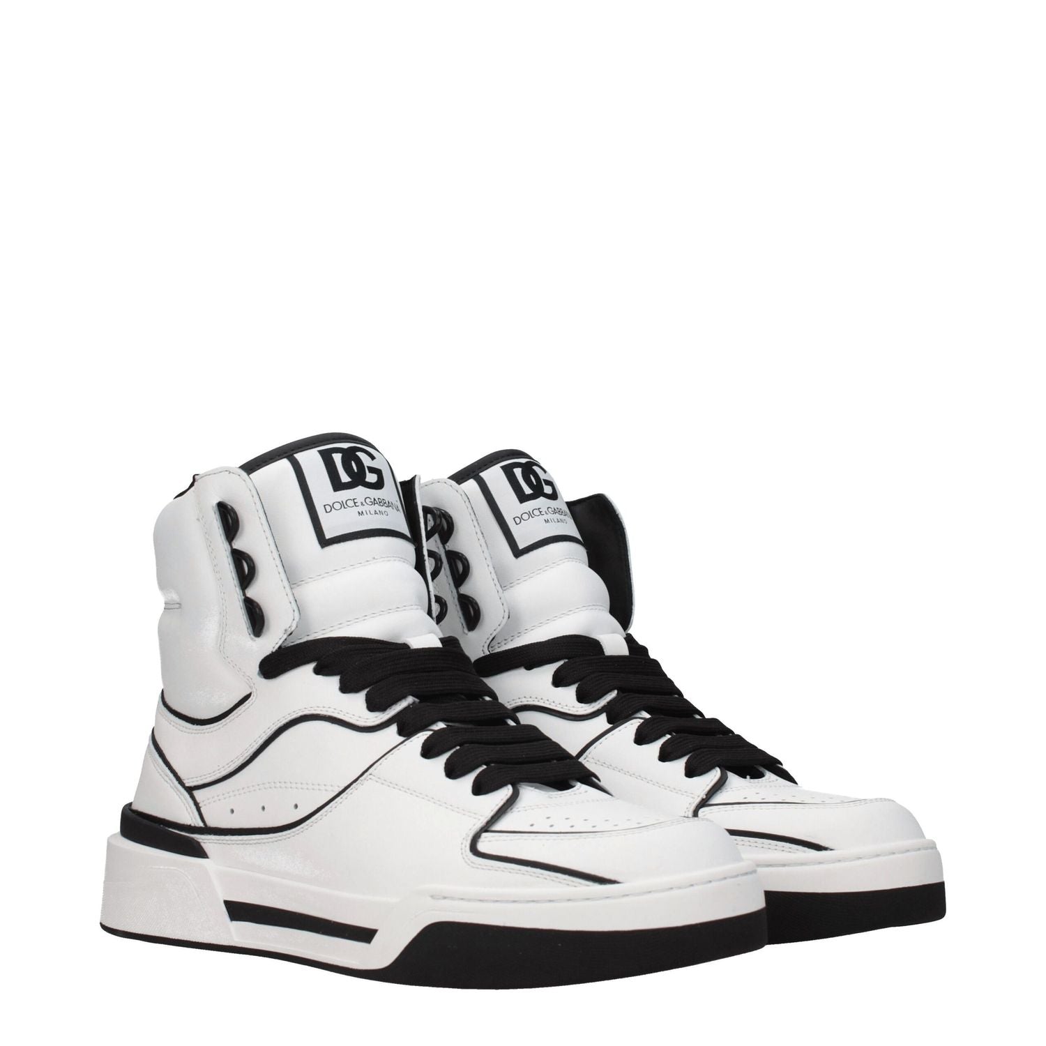 Dolce & Gabbana White Leather High Top Sneakers