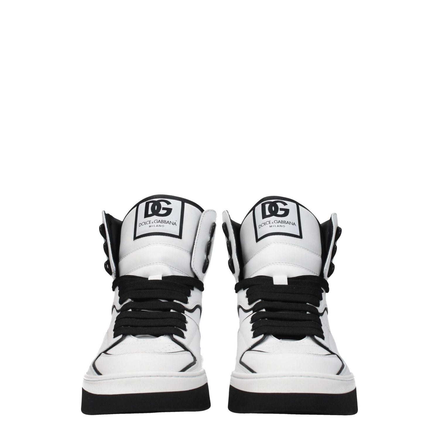 Dolce & Gabbana White Leather High Top Sneakers