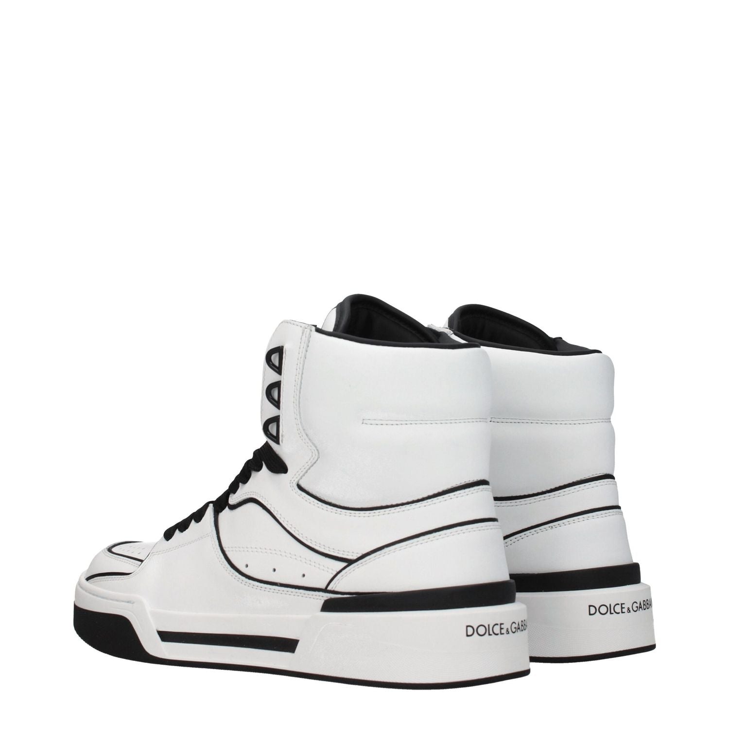 Dolce & Gabbana White Leather High Top Sneakers