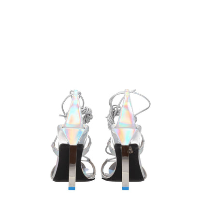 The Attico Gray Leather Stiletto Heels Sandals