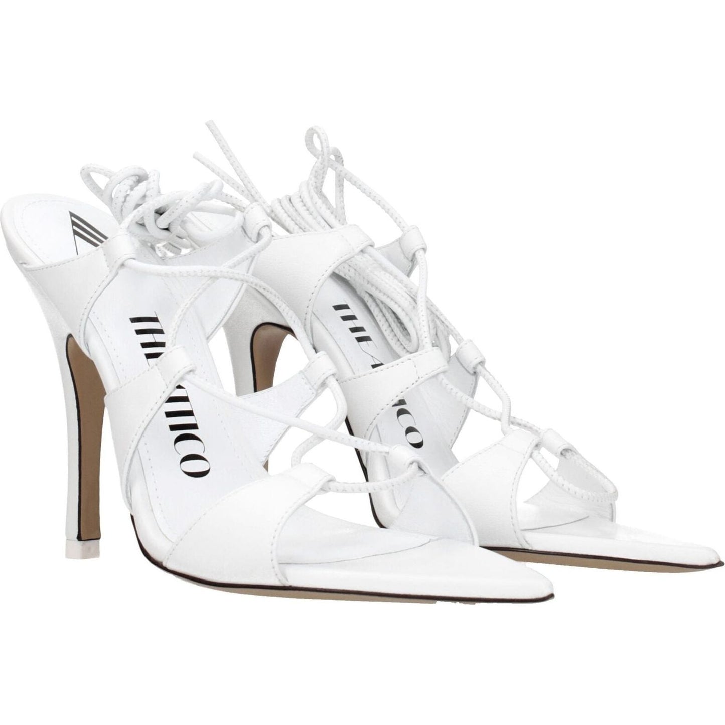 The Attico White Leather Stiletto Heels Sandals TH-8547287367945-EU38.5/US8.5