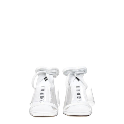 The Attico White Leather Stiletto Heel Sandals featuring open toe and self tie closures.