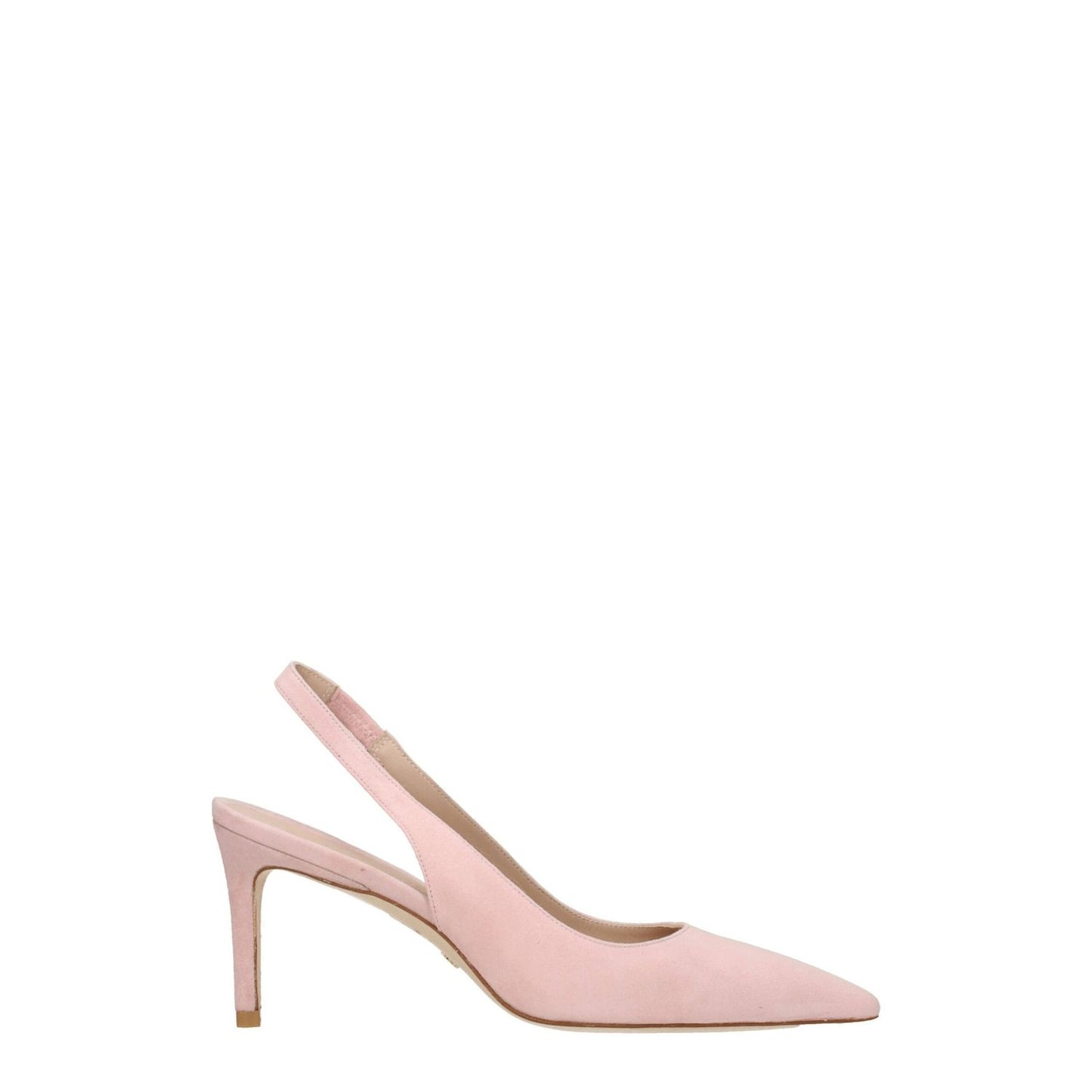 Stuart Weitzman Pink Leather Mid Heel Pumps for a casual look, featuring suede material, pointy toe, and 7.5 cm heel height.