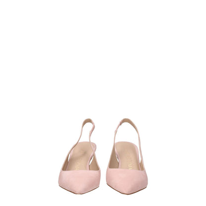 Stuart Weitzman Pink Leather Mid Heel Pumps with pointy toe and suede finish, 7.5 cm heel, casual style sandals