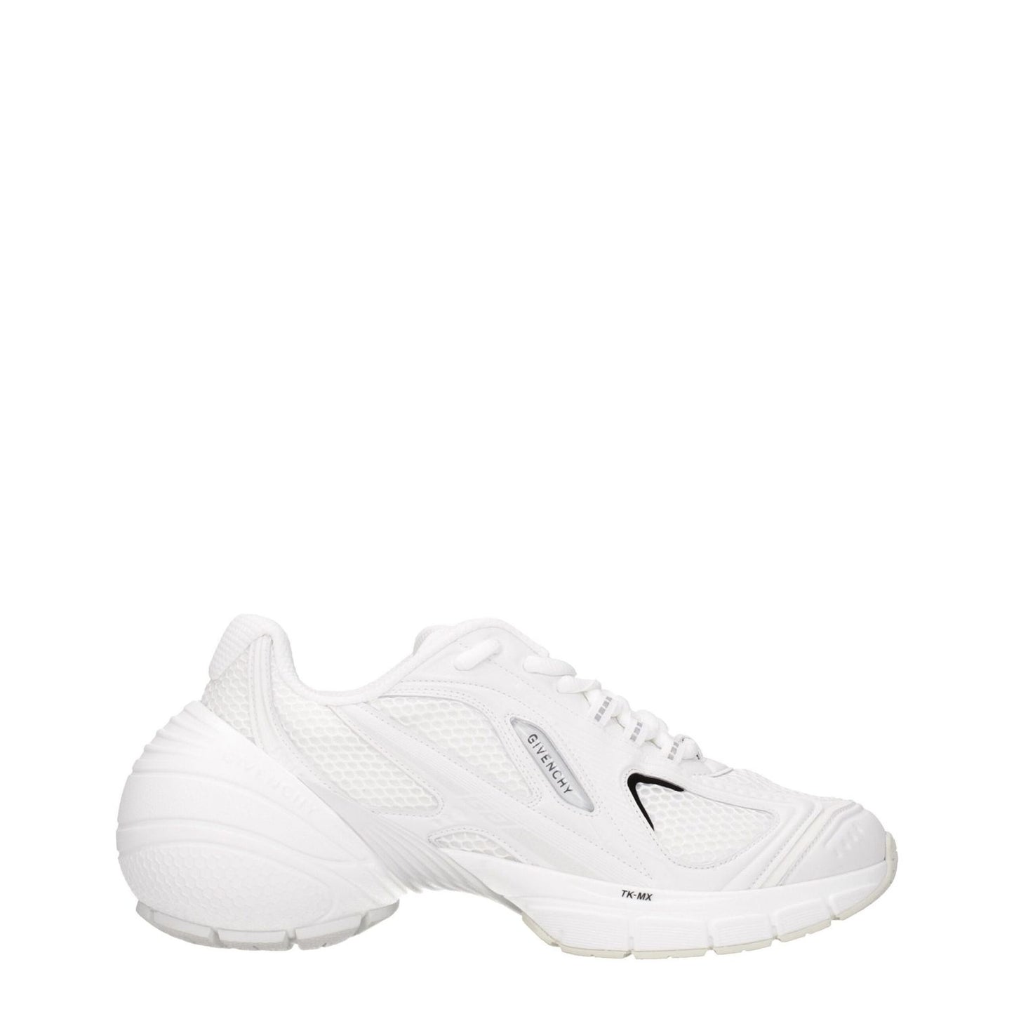 Givenchy White Fabric Athletic Sneakers with logo, lace-up closure, and rubber sole, showcasing casual style and 6.5 cm mid heels.