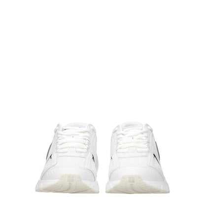 Givenchy White Fabric Athletic Sneakers with lace-up closure and logo on a white background, front view of sneaker pair.