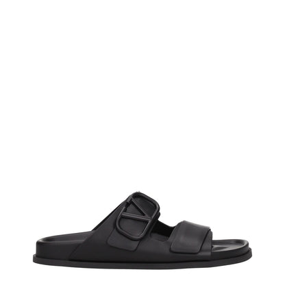 Valentino Garavani Black Leather Slippers