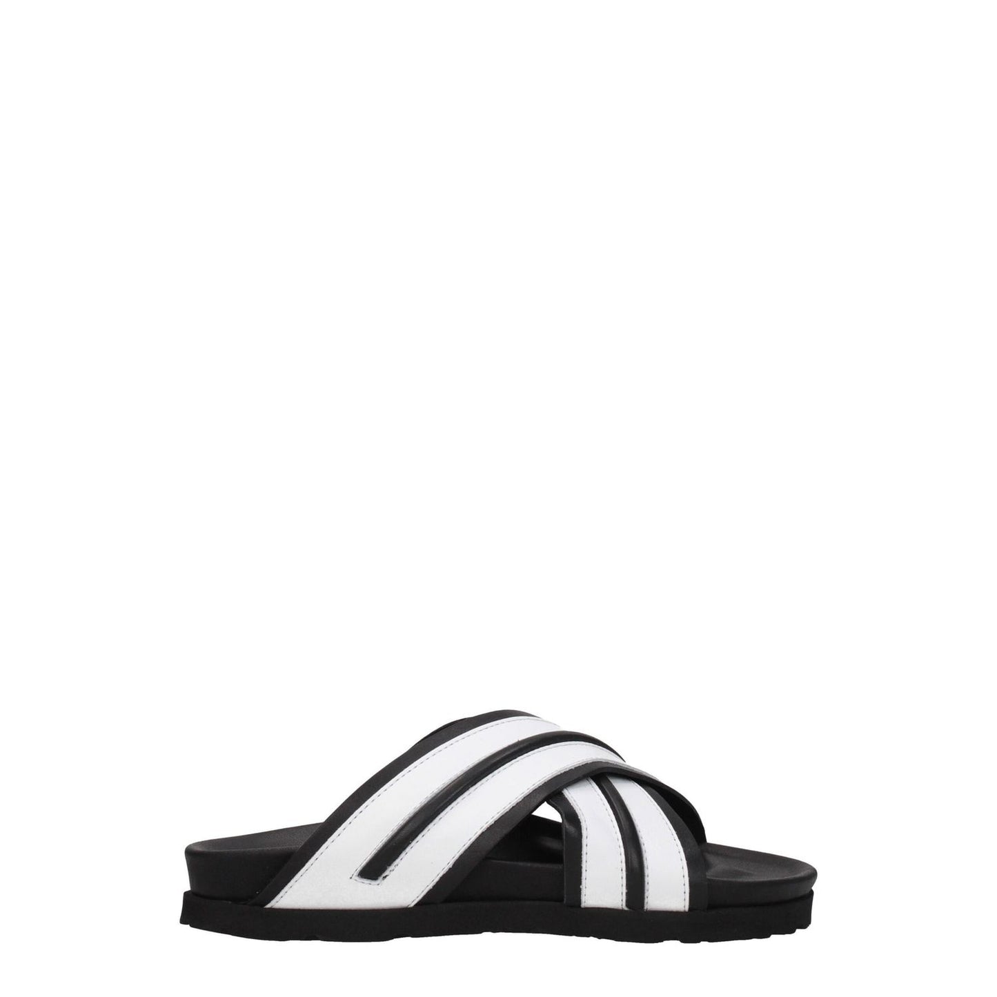 Palm Angels White Leather Slippers