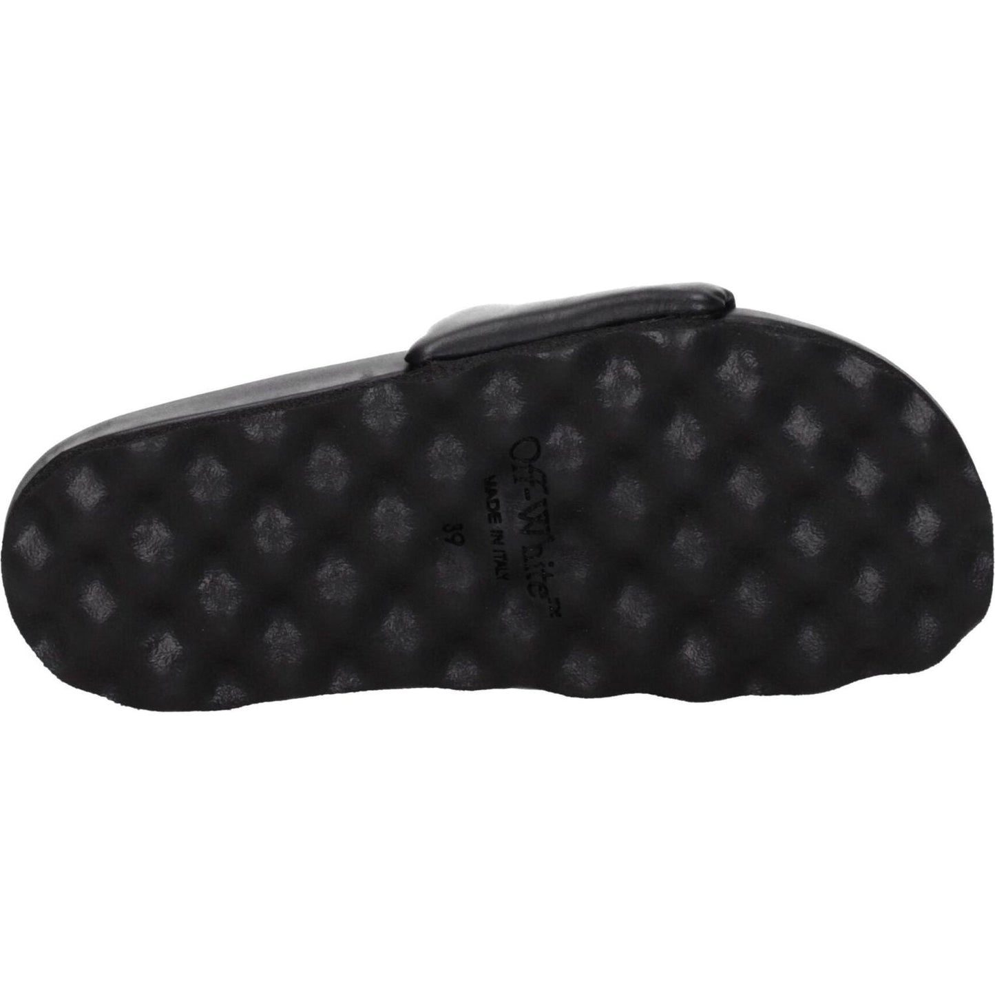 Off-White Black Leather Slippers Sandals OF-8547345727753-EU39/US6