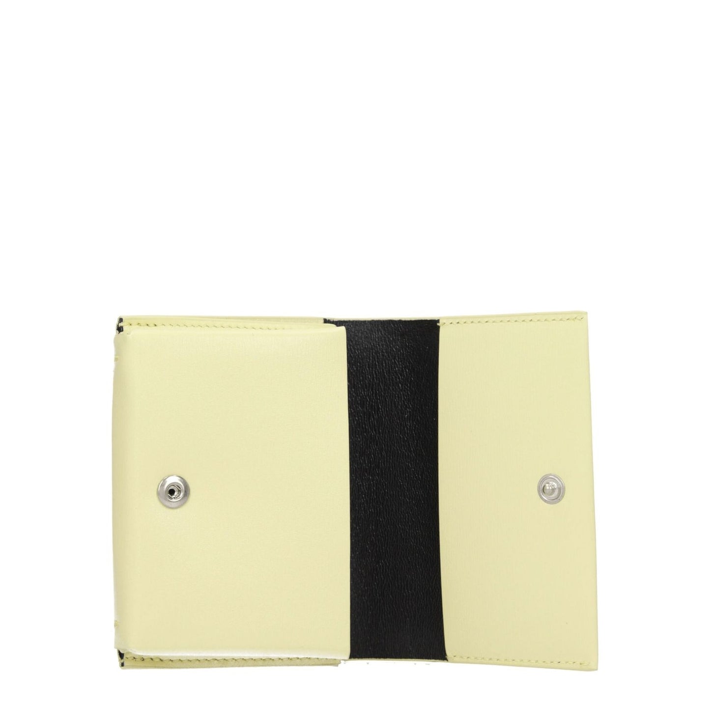 Jil Sander Yellow Leather Cardholder with button closure and three card slots, featuring a front logo, in a lemon yellow design.