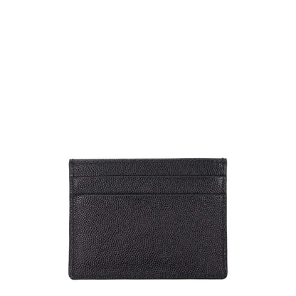 Palm Angels Black Leather Cardholder with front logo, 5 slots, made of leather, measures 8x10.5 cm.