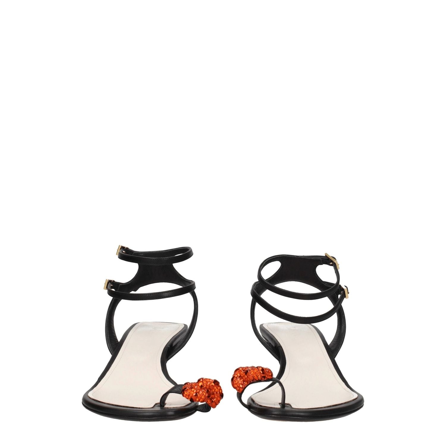 Lanvin Black Leather Stiletto Heel Sandals