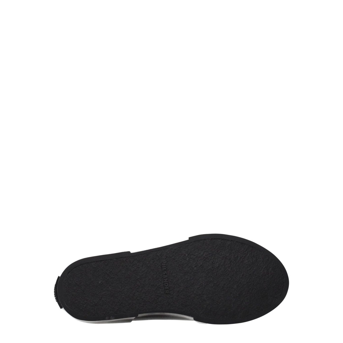 Sole view of Jil Sander Black Fabric High Top Sneakers showing rubber sole design