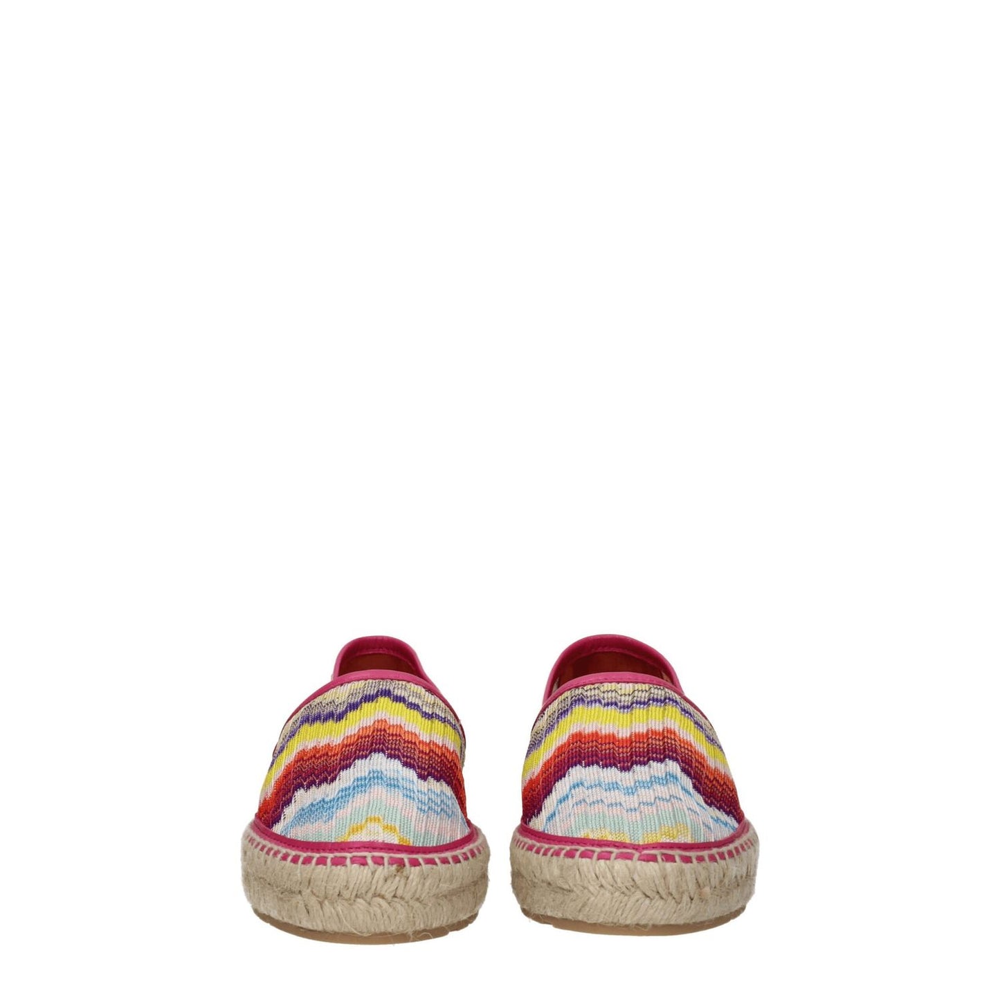 Missoni Multicolor Fabric Espadrilles, vintage style with leather and rubber sole, featuring a round toe and low flat heel.