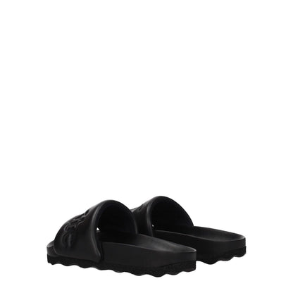 Off-White Black Leather Slippers