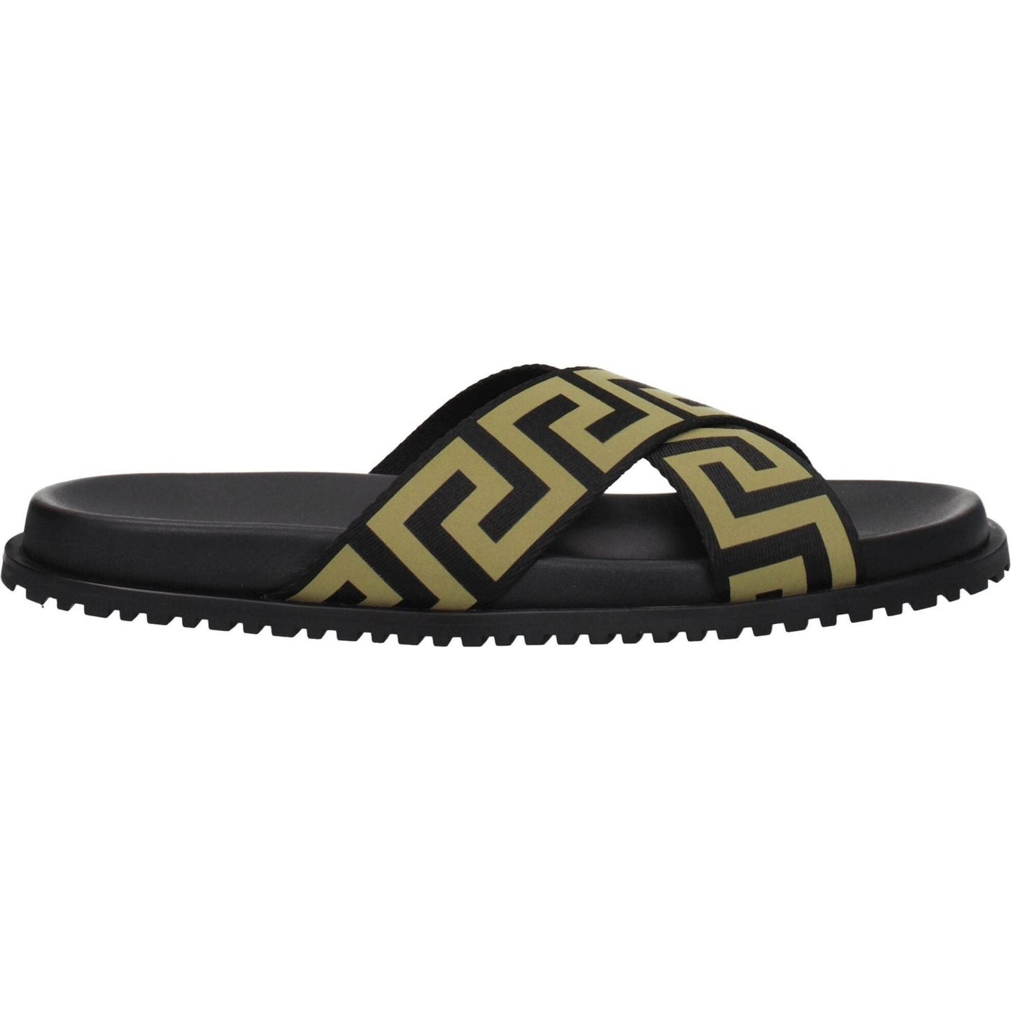Versace Black Fabric Slippers Sandals 1728,75667636384,Black,EU39.5/US6.5,EU40/US7,Men,Men - Shoes,New with tags,Sandals - Men - Shoes,Shoes,Versace VE-8547404644617-EU39.5/US6.5