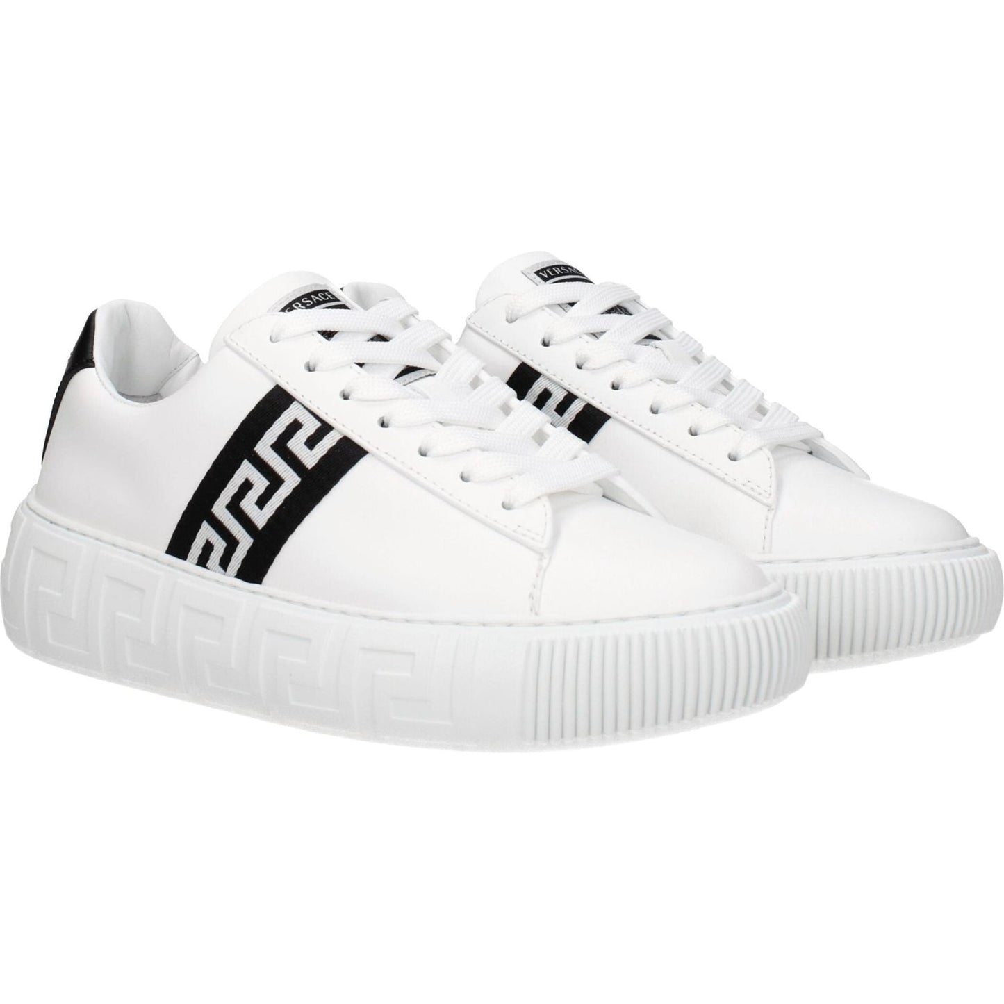 Versace White Leather Low Tops 1728,75667636384,EU35.5/US5.5,EU35/US5,New with tags,Shoes,Sneakers - Women - Shoes,Versace,White,Women,Women - Shoes VE-8547404513545-EU35/US5