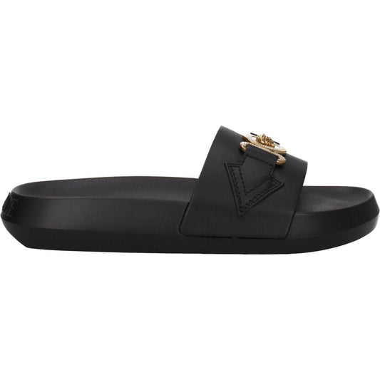 Versace Black Leather Slippers Sandals