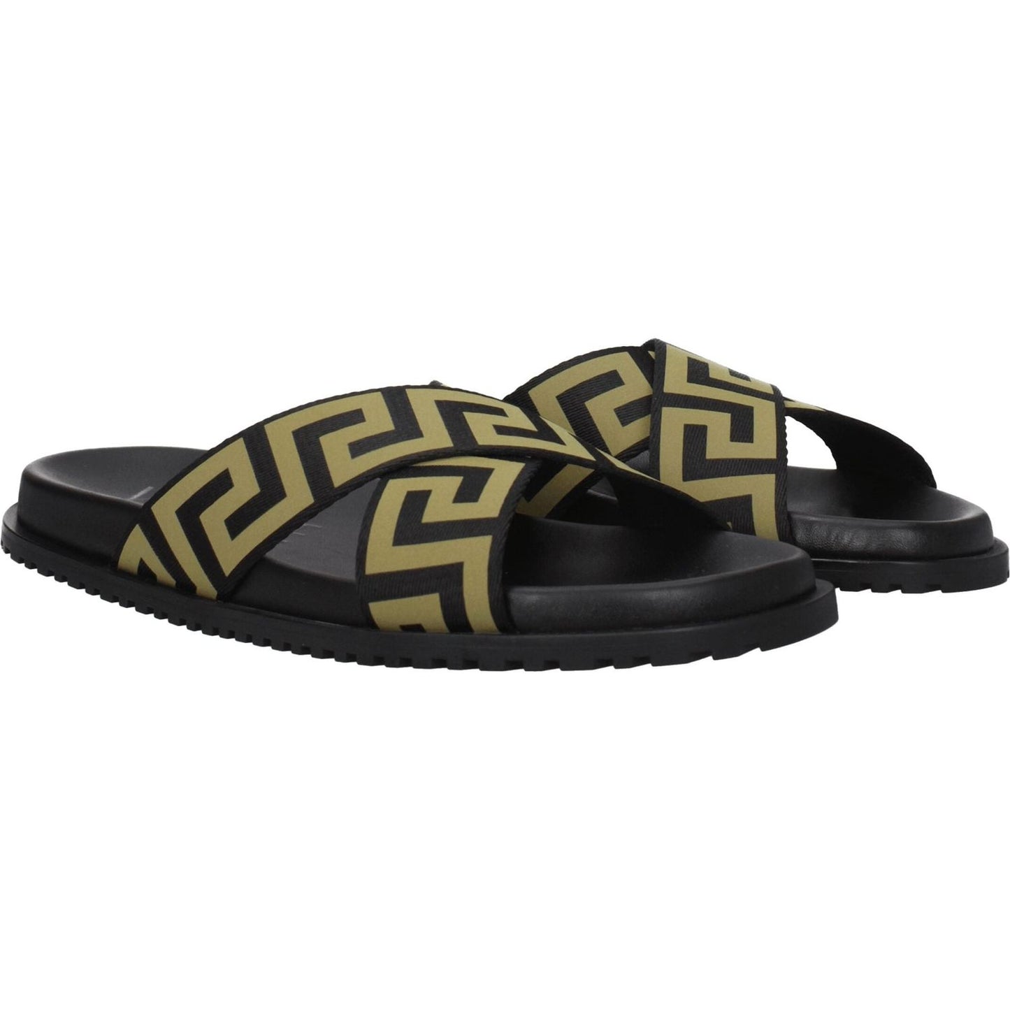 Versace Black Fabric Slippers Sandals 1728,75667636384,Black,EU39.5/US6.5,EU40/US7,Men,Men - Shoes,New with tags,Sandals - Men - Shoes,Shoes,Versace VE-8547404644617-EU39.5/US6.5