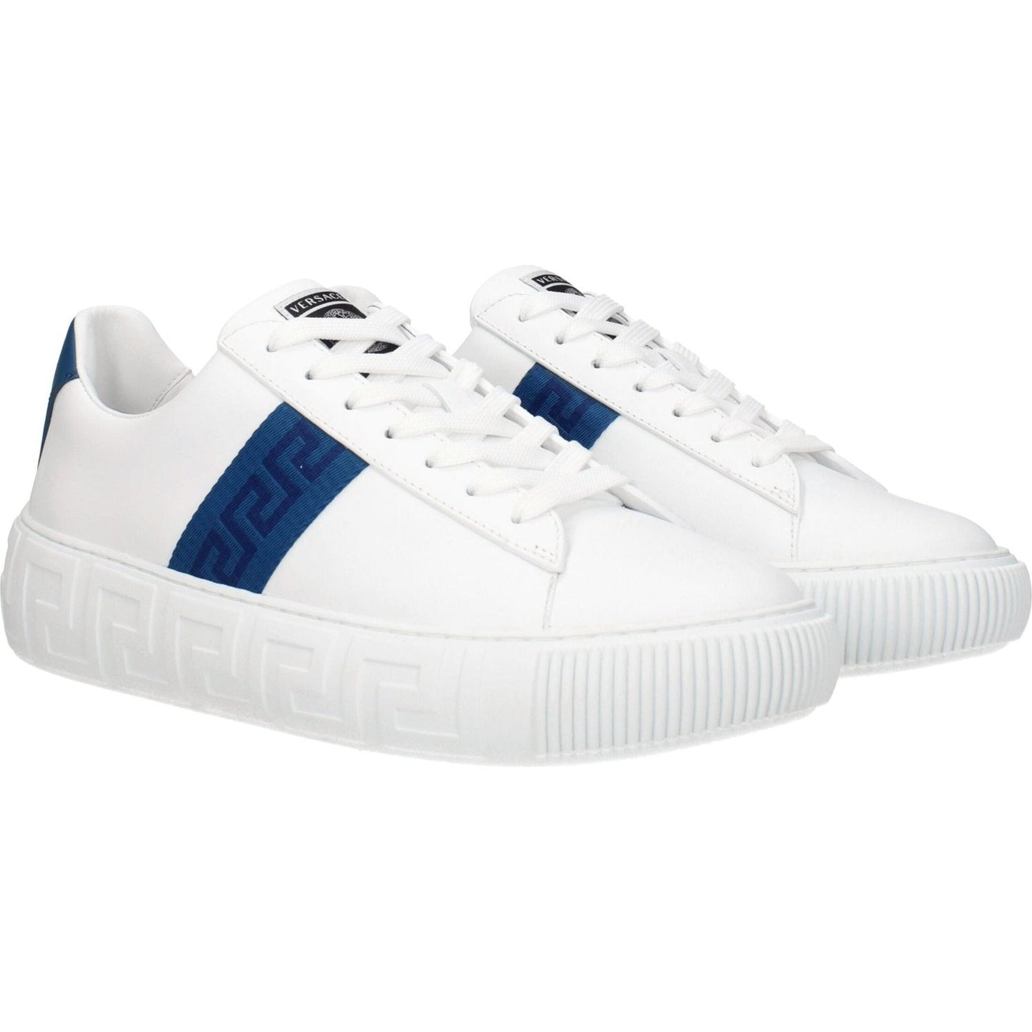 Versace White Leather Low Tops 1728,75667636384,EU40/US7,Men,Men - Shoes,New with tags,Shoes,Sneakers - Men - Shoes,Versace,White VE-8547404611849-EU40/US7