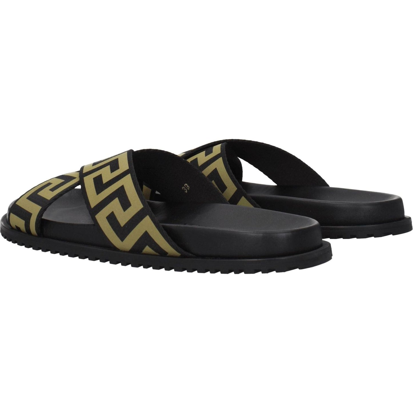 Versace Black Fabric Slippers Sandals 1728,75667636384,Black,EU39.5/US6.5,EU40/US7,Men,Men - Shoes,New with tags,Sandals - Men - Shoes,Shoes,Versace VE-8547404644617-EU39.5/US6.5