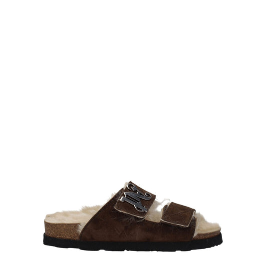 Palm Angels Brown Leather Slippers Sandals PA-8547450421513-EU40/US10