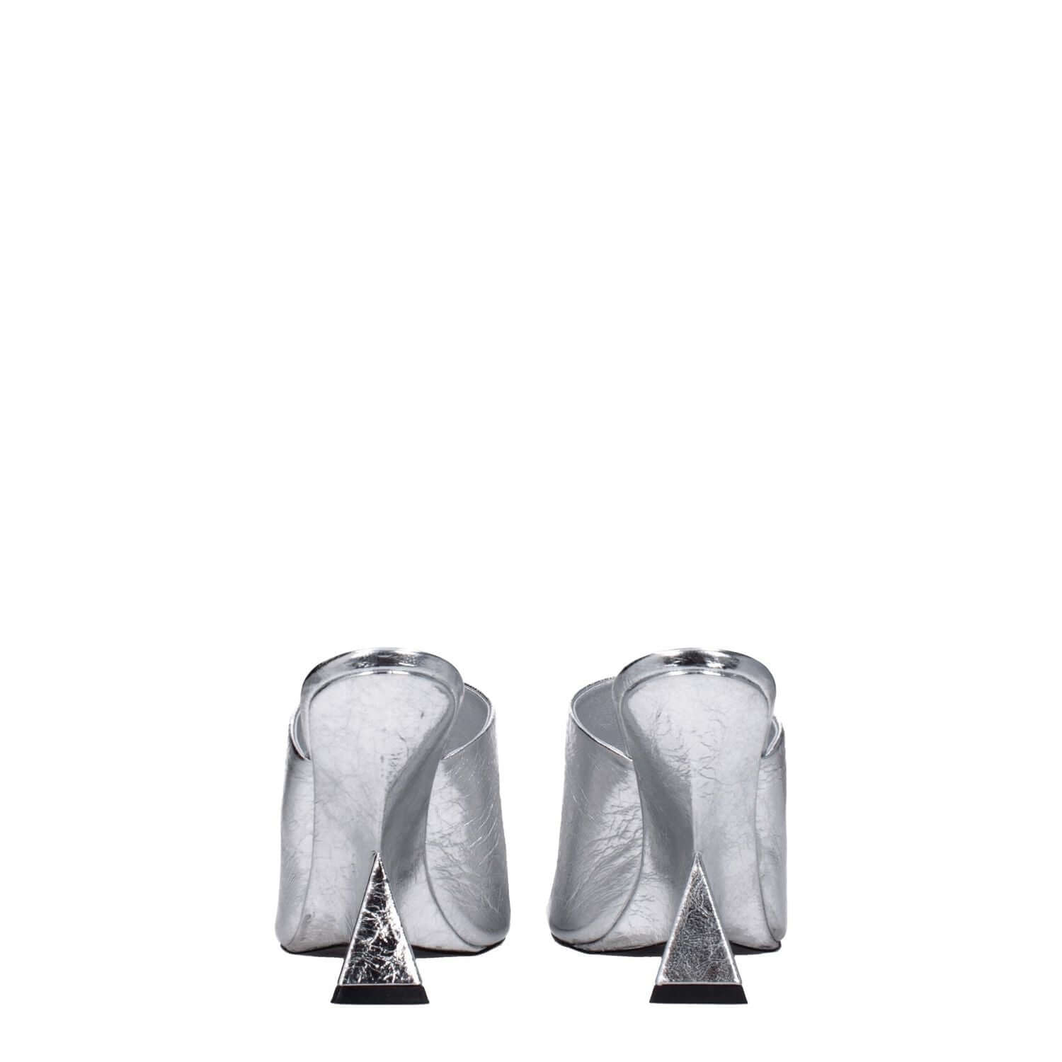 The Attico Gray Leather Platform Sandals