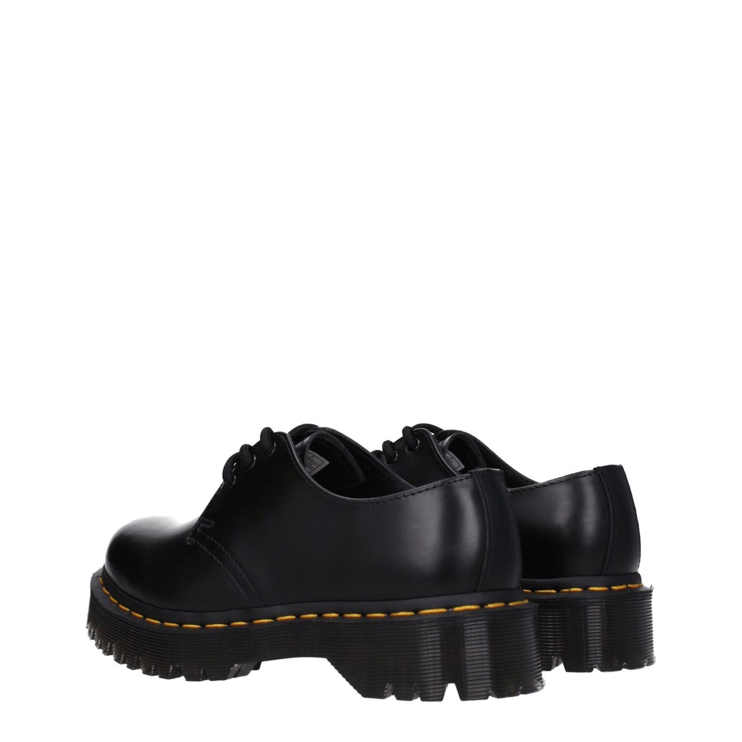 Dr. Martens Black Leather Oxfords And Derbies with rubber sole and lace-up closure, featuring round toe and mid heel of 3.5 cm.